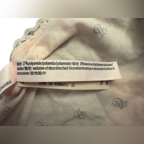 Victorias Secret Pale Pink Lace Trim Black Logo Panties Women - size Medium - Picture 4 of 8